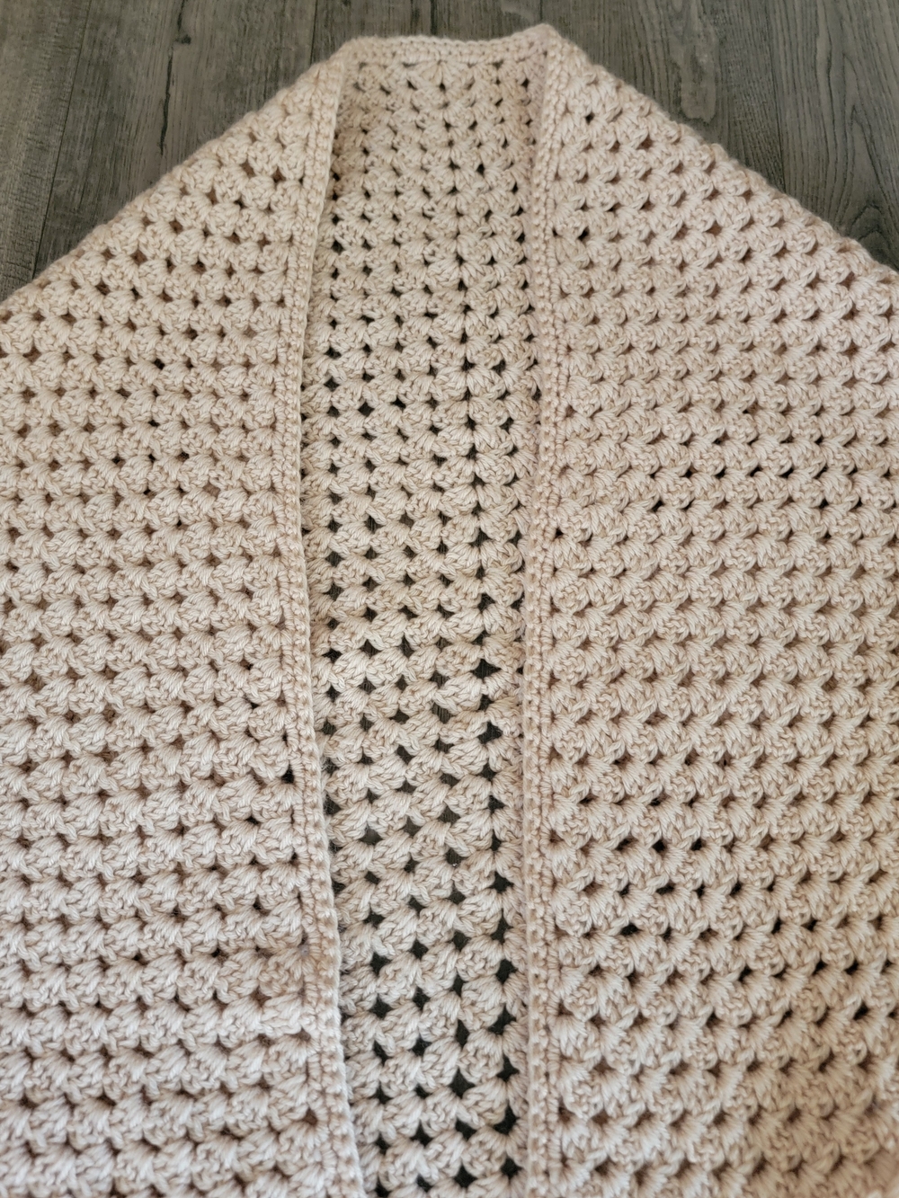 Vintage 70's Cozy Crochet Open-Front in Light Beige Shawl Handmade